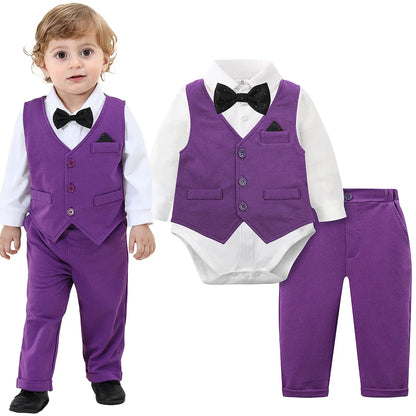Baby Boy Purple Outfit Toddler Mardi Gras Suit Infant Easter Church Set Halloween Birthday Party Gift Formal Photography Clothes