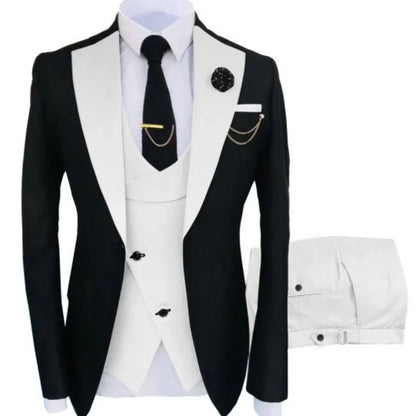 Men's Three-Piece Suit Single Breasted Straight Fit for Business and Formal Occasions