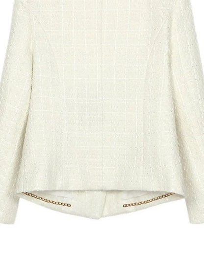 Single Breasted Solid Color Straight Jacket Versatile Ladies Loose Coats Fashion Round Neck Long Sleeves Outwear