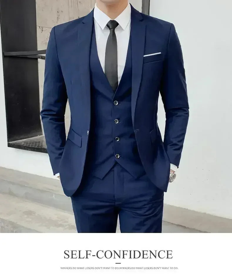 Costume blanc trois pièces pour homme, anti-plis, infroissable, anti-adhérence des poils, costume de travail formel d'affaires, vêtements de travail quatre saisons Dr