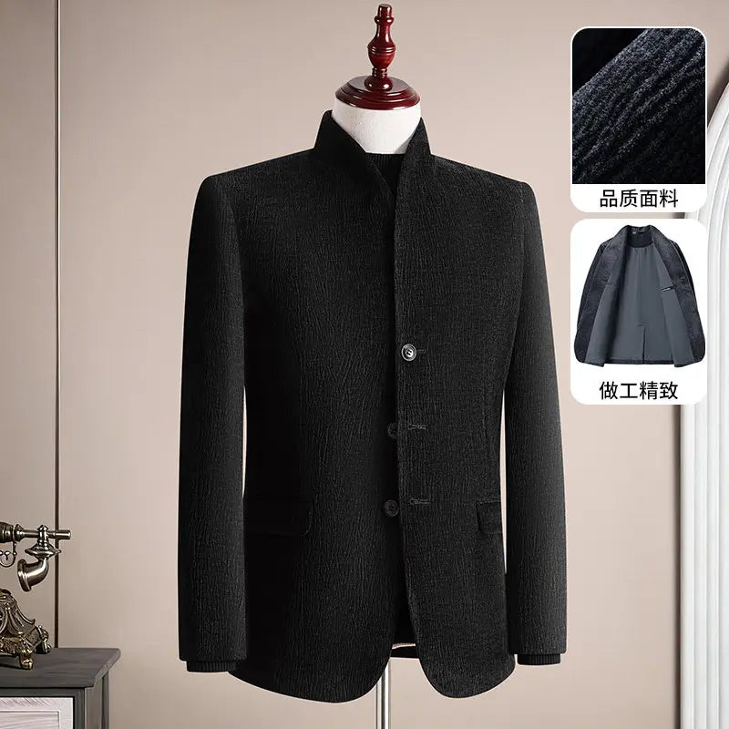 Men's Smart Casual Single Breasted Slim Fit Suit Set – Dark Gray & Black