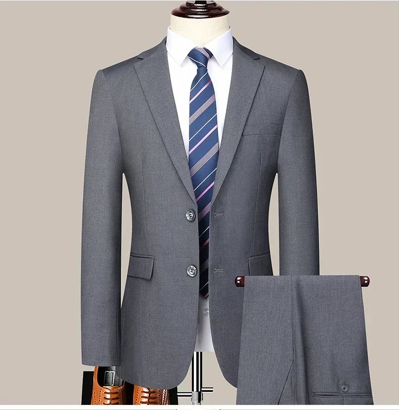 Men's Suit Blazer and Pants Smart Casual Slim Fit Wedding Business Formal Set