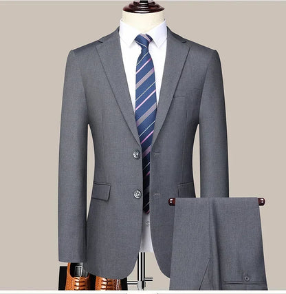 Men's Suit Blazer and Pants Smart Casual Slim Fit Wedding Business Formal Set