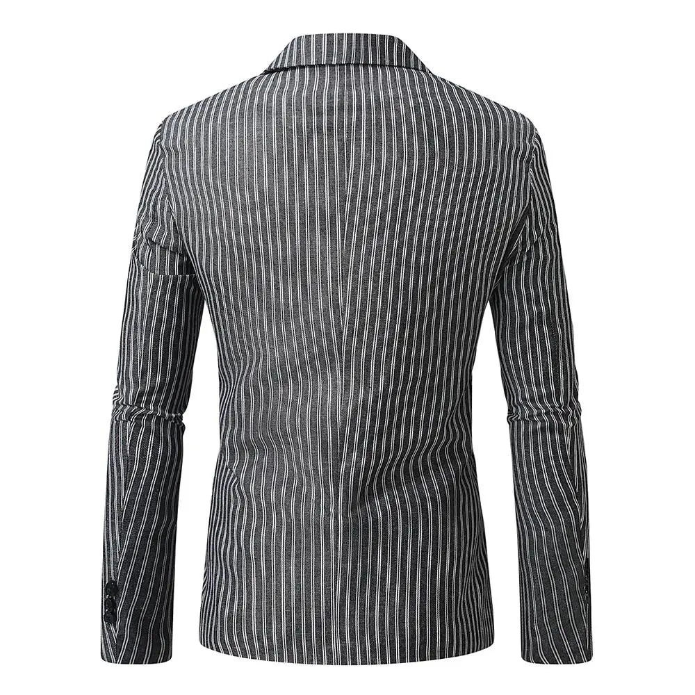 Striped Blazer Jacket Man Suits Luxury Sacos Hombres Elegantes 2025 Coats Men Casual Single Button Social Business Blazers Coats