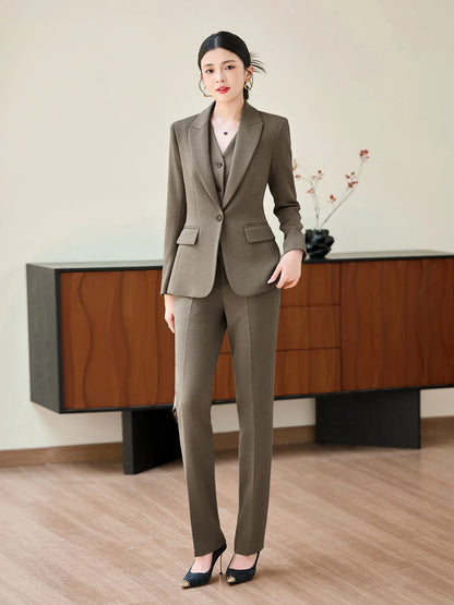Fashionable professional women's two-piece pant+ suit jacket. Sophisticated elegant, slim fit comfortable. 2025 new style