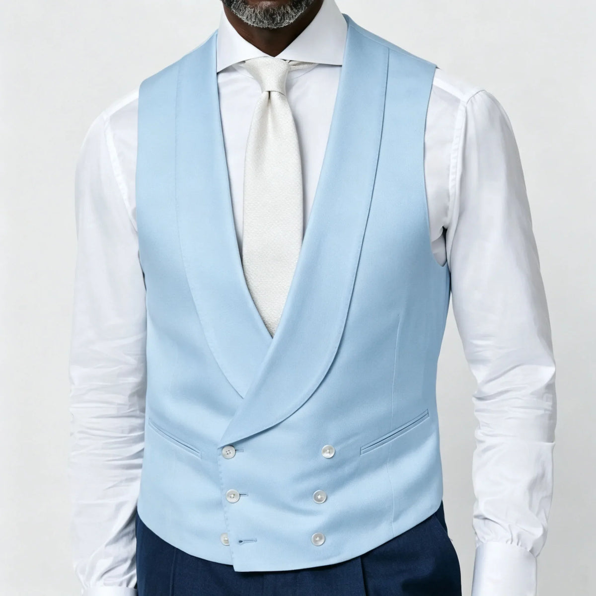 Men's Vest Beige Double Breasted Lapel Solid Waistcoat for Wedding & Formal Occasions