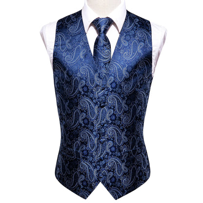Men's Floral Paisley Vest and Tie Set – Formal Waistcoat with Necktie and Pocket Square for Weddings and Business Events