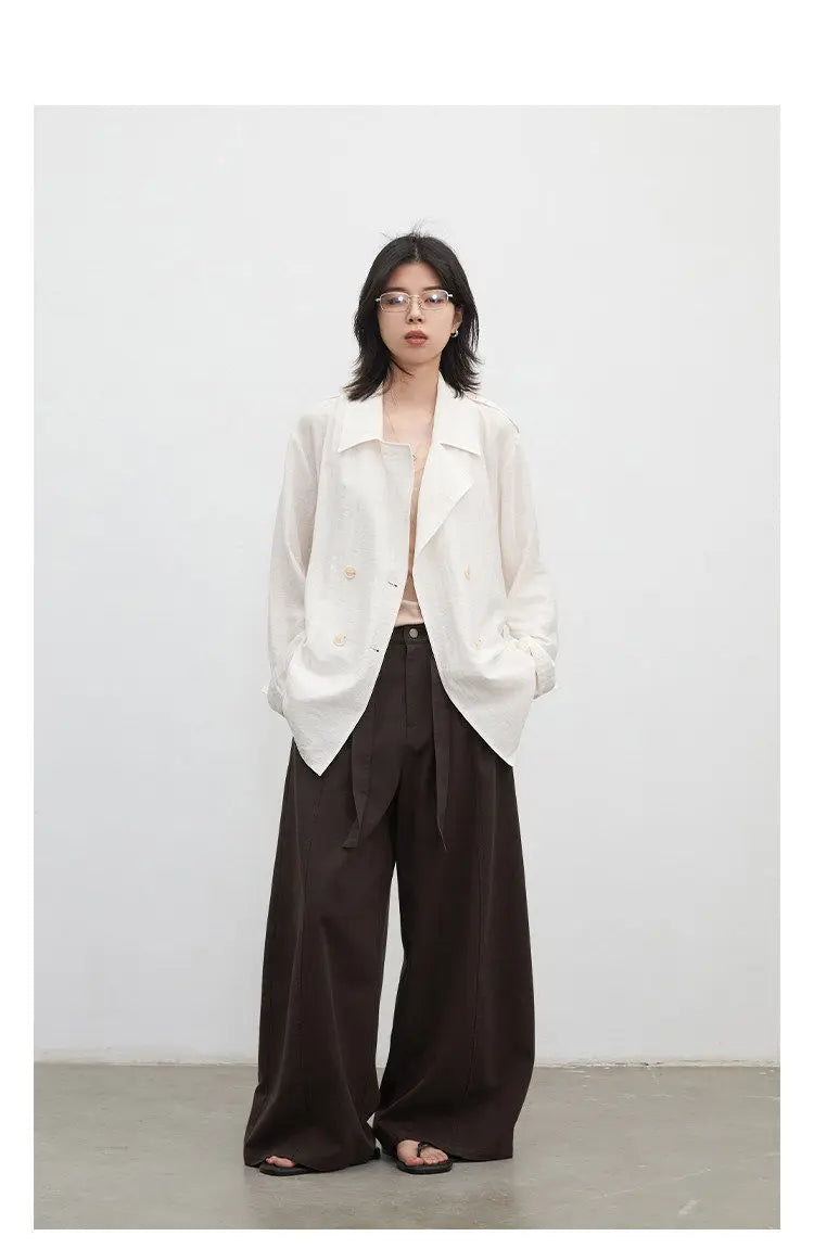 New Women Mid-length Trench Coats Loose Casual Oversized Double Breasted Office Ladies Blazer Jacket Spring Autumn