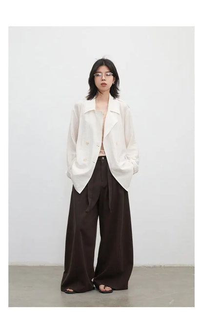 New Women Mid-length Trench Coats Loose Casual Oversized Double Breasted Office Ladies Blazer Jacket Spring Autumn