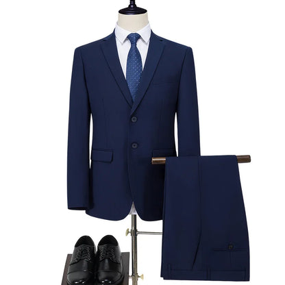 Men's Slim Fit Single Breasted Suit – Casual & Formal Two-Piece Set for Weddings & Business