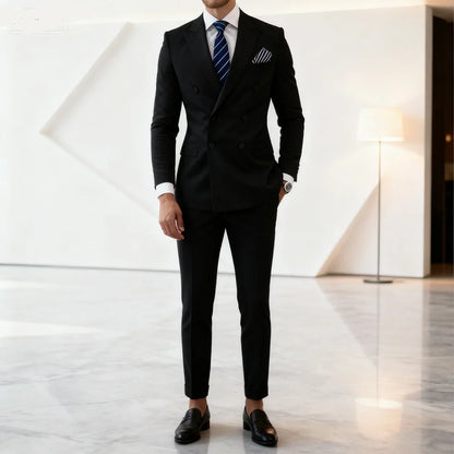 2026 New Luxury Elegant Men's Suits 2 Piece Set Fashion Casual Slim Fit Social Groom Wedding Tuxedo