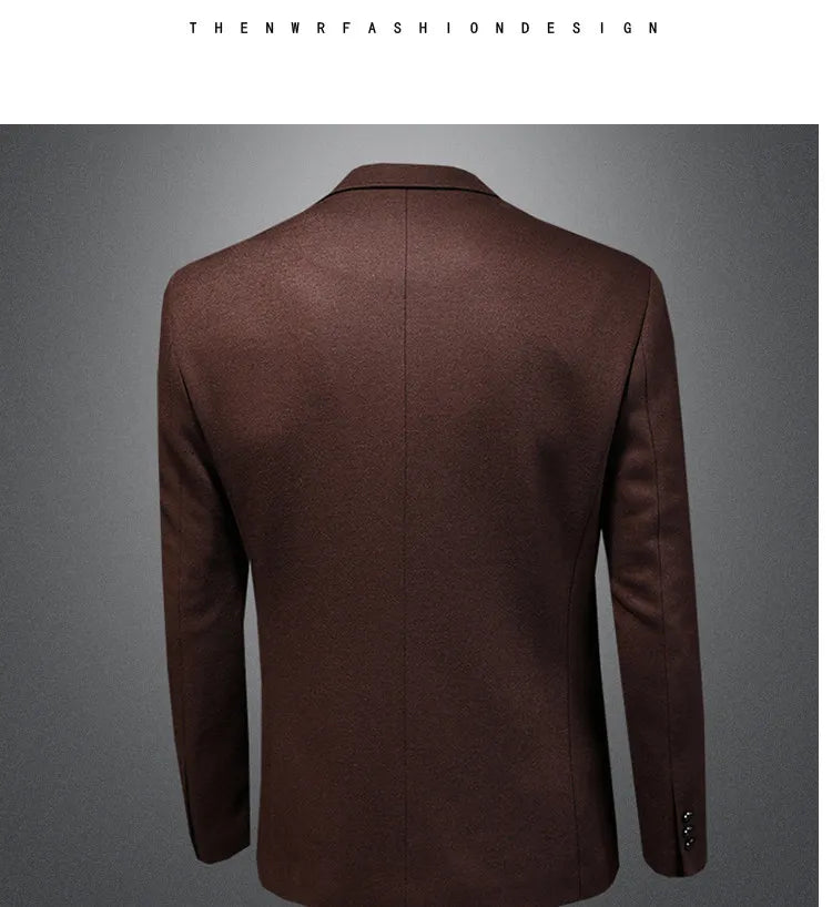 Men's Smart Casual Wool Blend Blazer – Single Breasted Suit Jacket – Black & Coffee