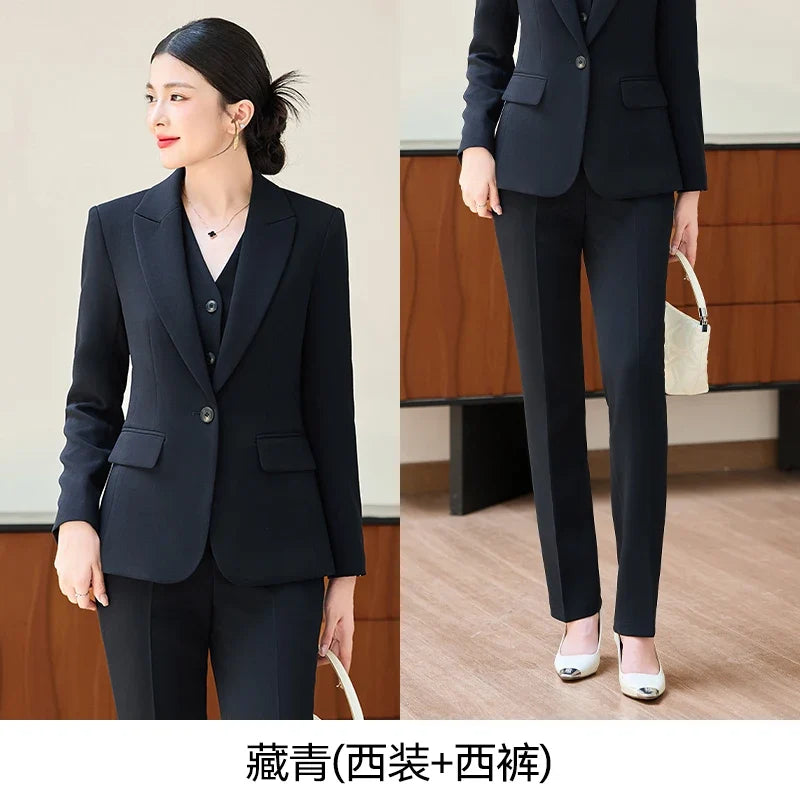 Fashionable professional women's two-piece pant+ suit jacket. Sophisticated elegant, slim fit comfortable. 2025 new style