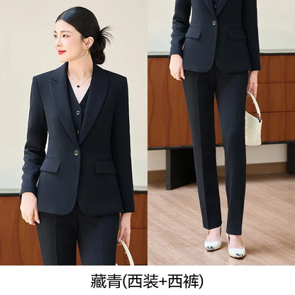 Fashionable professional women's two-piece pant+ suit jacket. Sophisticated elegant, slim fit comfortable. 2025 new style