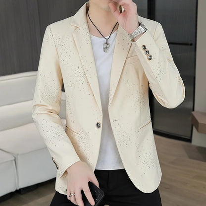 Blazer Men's Sequined High-end Hot Diamond Style Business Outdoor Travel Wedding Youth Slimming Casual High Formal Wear Blazer