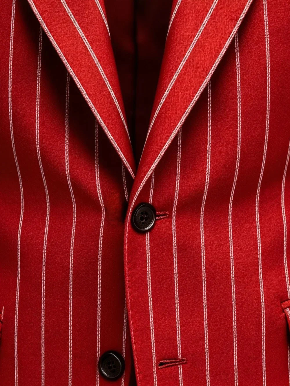 Men's Luxury Red Vertical Stripe Suit Jacket, Vintage Slim Fit Pinstripe Tuxedo Blazer, High-End Avant-Garde Formal Wedding Groo