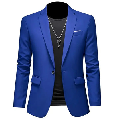 Men's Slim Fit Single-Breasted Blazer for Business Casual and Wedding Occasions