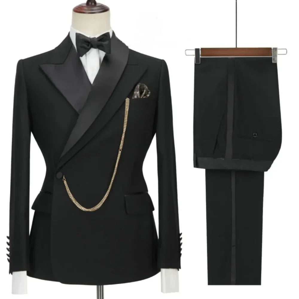 Groom dress suit lapel Men's suit Business Ball Wedding Casual fashion 2 piece set