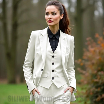 Women 3 Piece Suit Set Blazer Vest Pants Slim Fit Office Business Party Formal Attire Customizable Size for Ladies