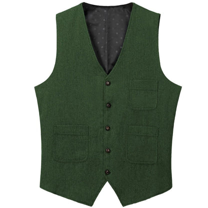 Men's Vest Herringbone Single Button Waistcoat for Wedding Business Casual