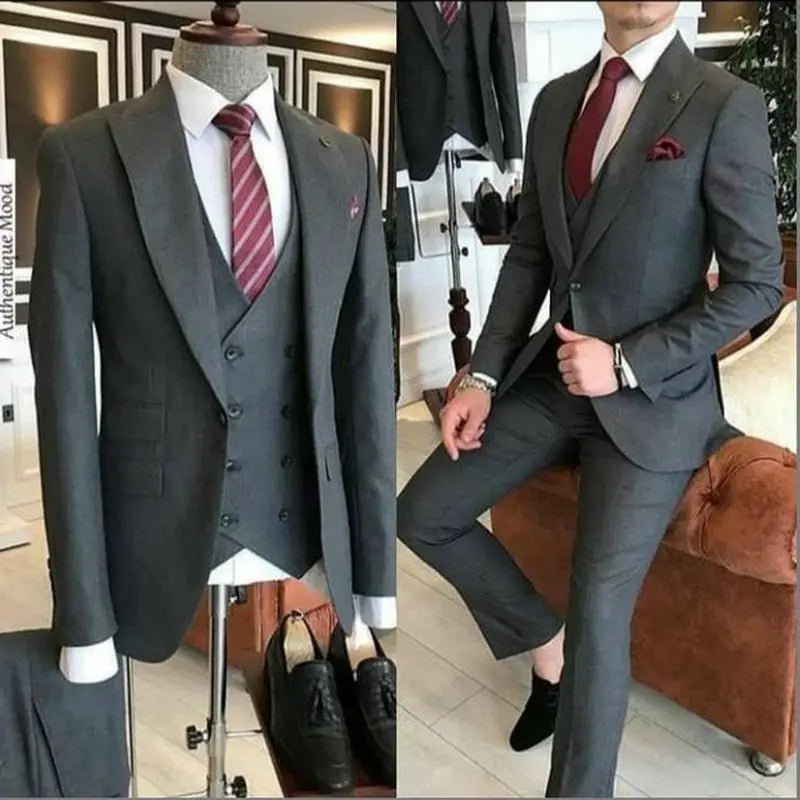 Elegant Business 3 Piece Men Suit Navy Blue Dinner Party Prom Suit Groom Wedding Men Suit Blazer Slim Fit Best Man Tuxedo