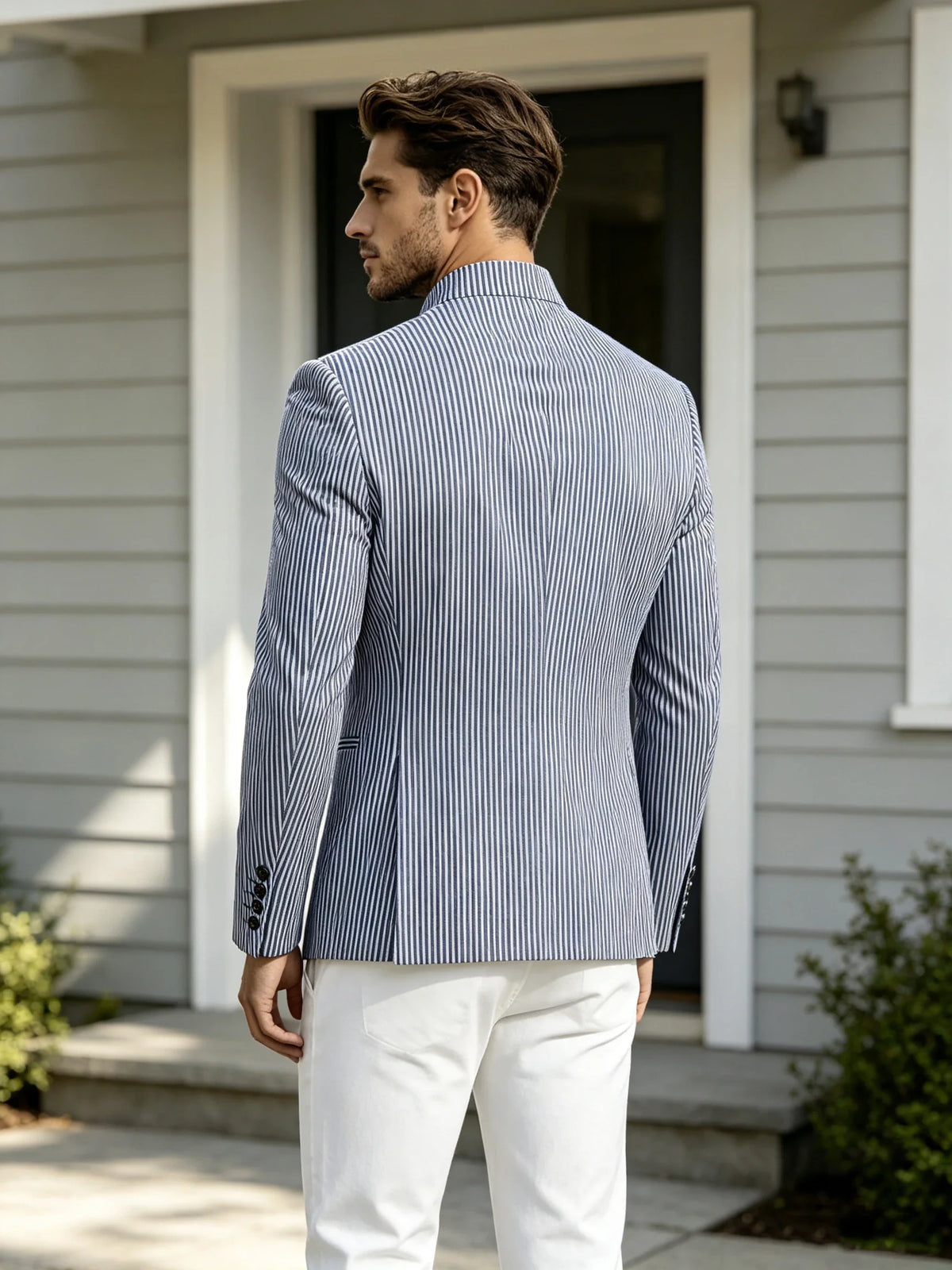 Men Mandarin Collar Suit Jacket Stand Collar Asymmetrical Single Breasted Men Blazer Slim Fit Business Formal Coat For Business