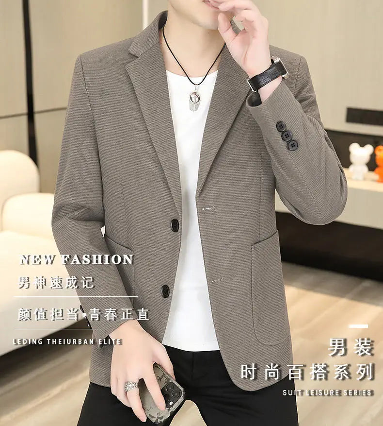 Blazer Men Business Gentleman Leisure Korean Wedding Fashion Trend, Slimming, Versatile, High-end Casual, High-end Woolen Blazer