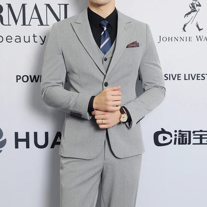 High-quality men's fashionable, stylish and casual new men's formal evening dress three-piece set casual suit
