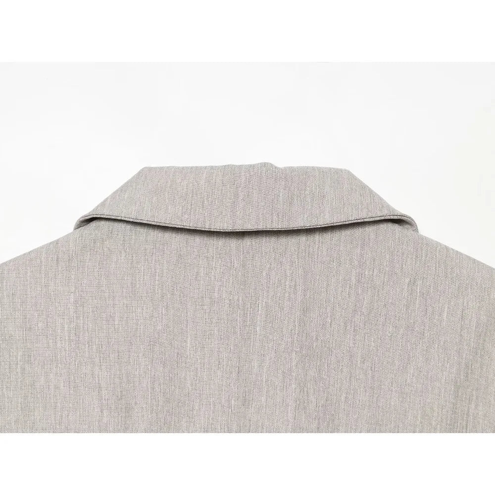 Stylish OL Style Pant Sets Women New Matching Sets Linen Blazer with Shoulder Pads and Flap Pockets + High-waisted Pleated Pants
