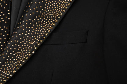 Rhinestone Lapel 3 Piece Suit Set (vest+Blazer+Trousers) Business Formal Casual Suits Wedding Groom Party Stage Men's Suit M-5XL