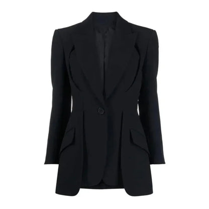 Spring Autumn New Women Blazer Back Hollow Out Waist Cinching Slim Fit Solid Color French Elegant Fashion Tide Coat HK17101