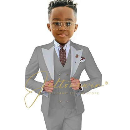 Suits For Boy Jacket Vest Pants 3 Pieces Dark Green Birthday Costume Flower Boys Formal Party Suit Kids Wedding Suit Tuxedo