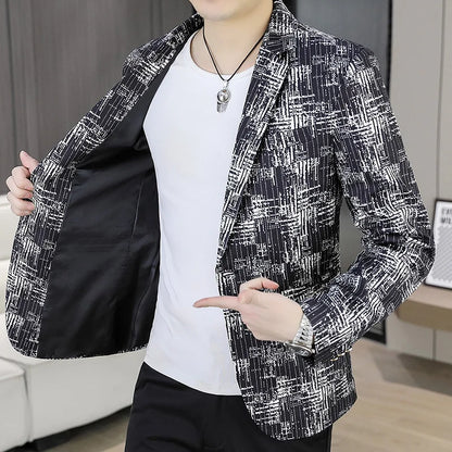 Men's Blazer Fashionable Casual Business Gentleman Outdoor Trendy Checkered Banquet Versatile and Slimming Korean Version Blazer