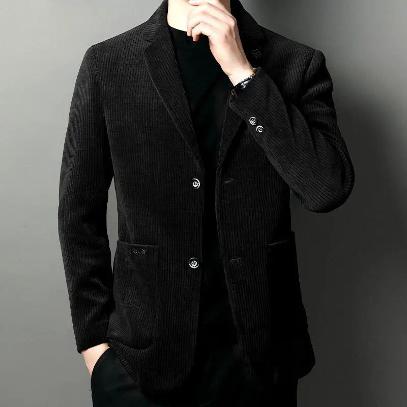 Men's High-Quality Corduroy Coat Autumn Winter Thick Velvet Casual Suit Jacket Handsome Ruffian Business Top Trend