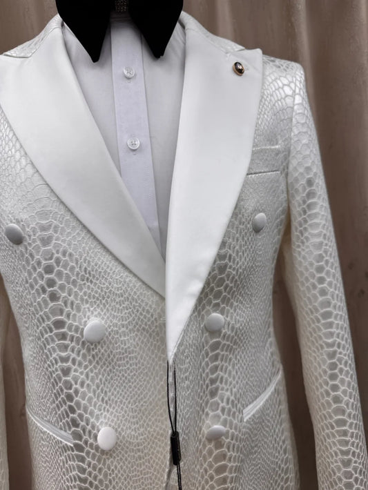 Handsome Exquisite Men's Suits 2 Pieces Party Prom Wear Double Breasted Peak Lapel Man Tuxedo Wedding Groom Sets S-3XL Suit Set