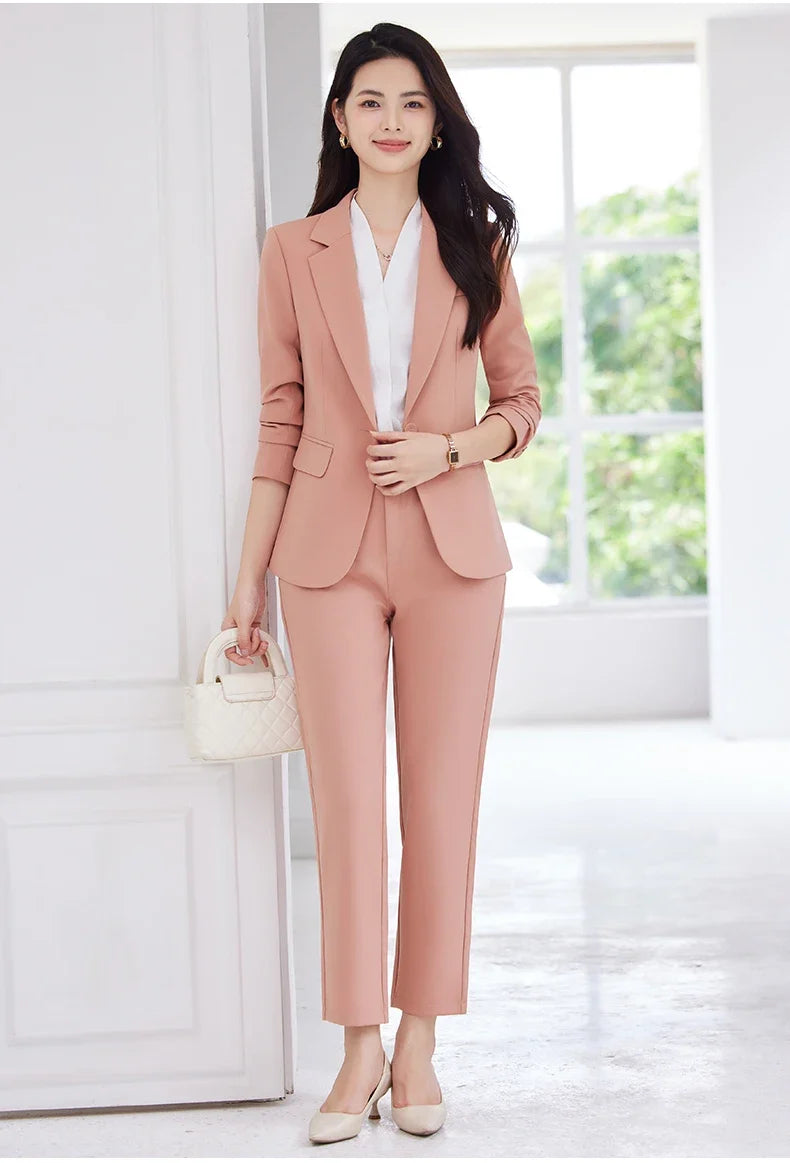 Fashionable professional women's clothing, high-quality two-piece pants + blazer. Exquisite, elegant, comfortable