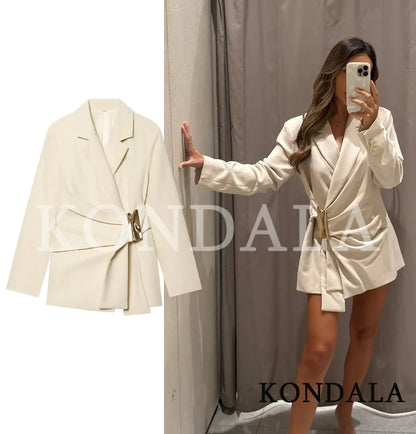 Lady Elegant Sashes-Buckle Blazer 2026 New Spring Trendy Commute Blazer Women High Street Fashion Dinner Dating Blazer