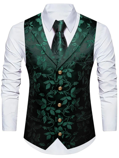 Men's Jacquard Paisley Vest with Bowtie – Formal Wedding & Tuxedo Waistcoat