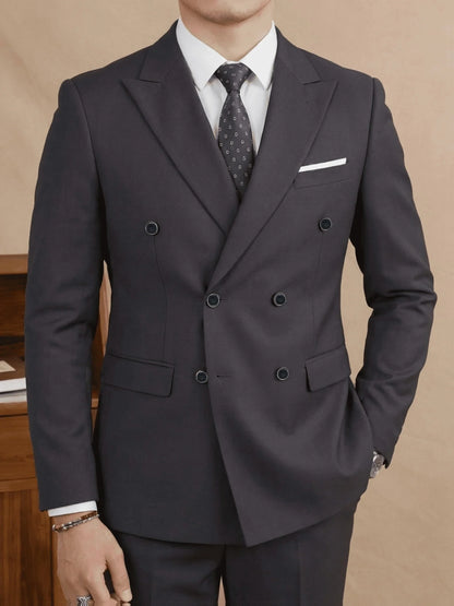 Costume Homme Slim Fit 2 Pièces Croisé, Ensemble Blazer & Pantalon pour Affaires, Mariage, Bal, Tuxedo