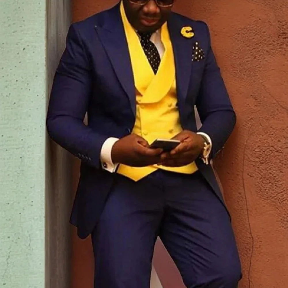 Men wedding Suits Slim Fit Wedding Tuxeo for Groomsmen 3 Piece Jacket Vest with Pants Office Male Fashion Costume