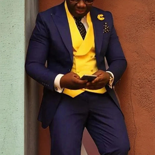 Men wedding Suits Slim Fit Wedding Tuxeo for Groomsmen 3 Piece Jacket Vest with Pants Office Male Fashion Costume