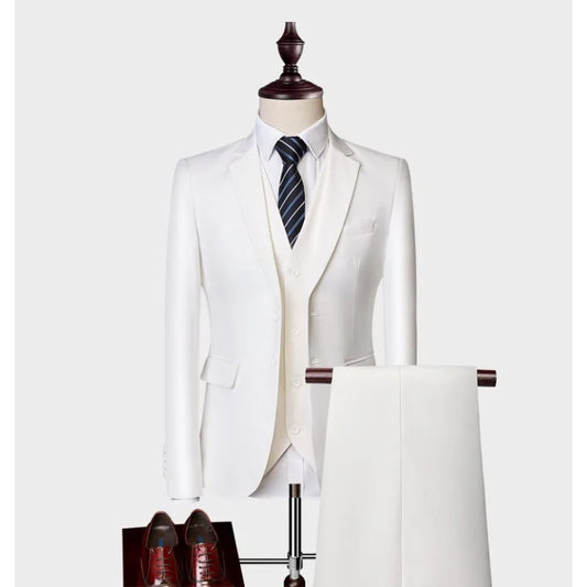 Men's 3 Piece Slim Fit Business Casual Suit、Blazer Vest Pants Set、Wrinkle-Resistant、Wedding Groom Suit