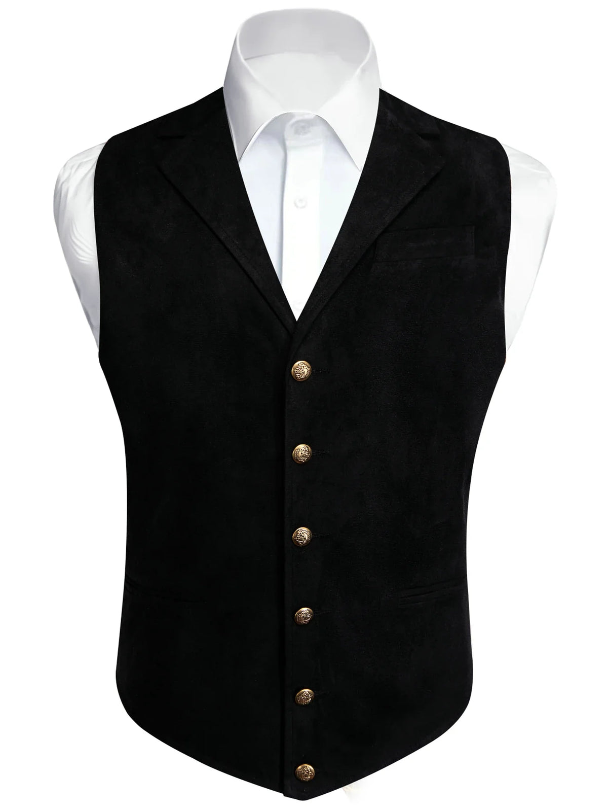 Men's Faux Suede Waistcoat – Single Breasted Slim Fit Formal Vest for Weddings & Business