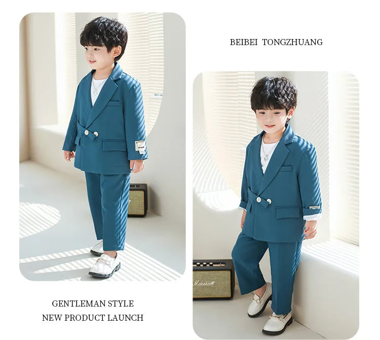 Boys Double Breasted Blazer Jack Vest Pants Children Suit Waistcoat Wedding Clothes Set Toddler Formal Dress Kids Tuxedos Outfit