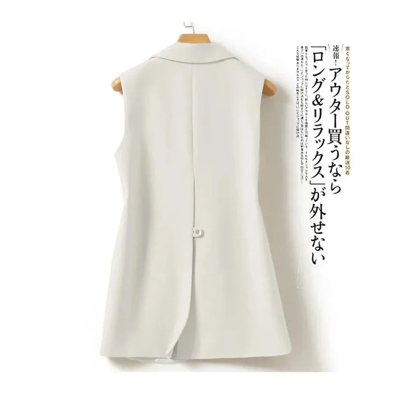 New Fashion Korean Women Vest Spring Autumn Suit Vest Sleeveless Jacket Cardigan Slim Fit Waistcoat High Quality Office Clothing