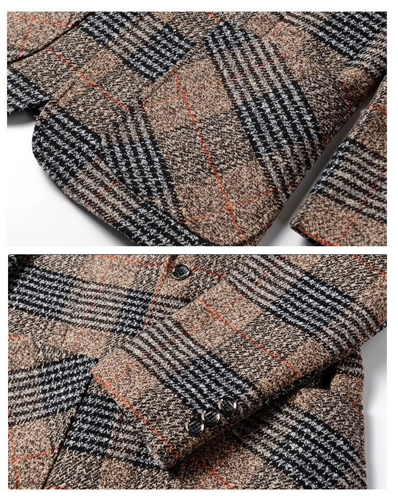 Classic Men's Suit Jacket England Plaid Blazers High Quality Business Causal Suit For Men Clothing Conjuntos De Blazer