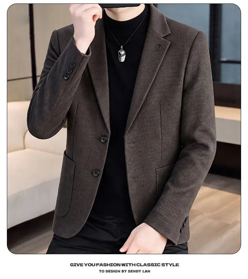 Men's Fashionable Versatile Suit 2026 Autumn Winter New Design Quality Outerwear for Business Casual Wear Trendy All-Match Jacke