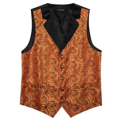 Men's Jacquard Paisley Vest Notched Lapel 3-Piece Set for Weddings & Formal Events – Purple