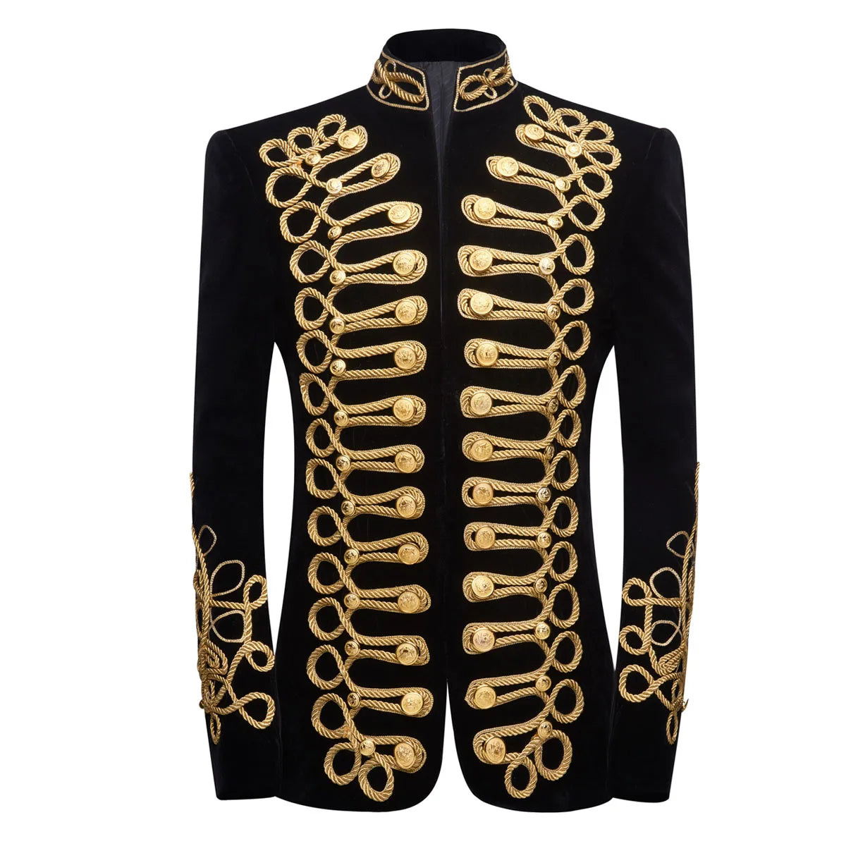 Blazer Rope Button Three-dimensional Men's European Court Dress Noble Retro Velvet Dress Singer Actor Stage Night Show Blazer