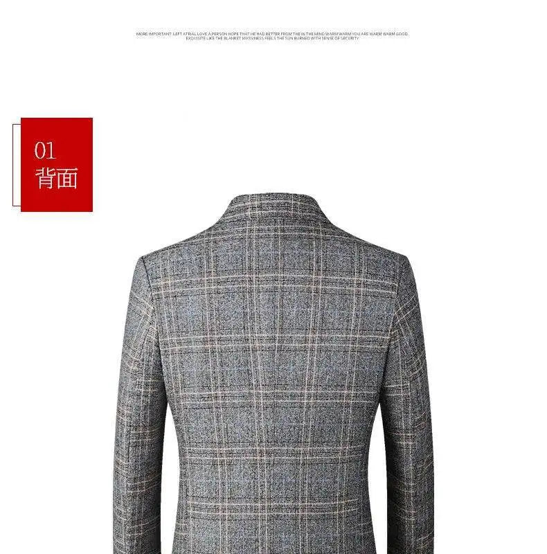 Blazer Men's Fashionable High-end Business-oriented Outdoor Gentleman's Trendy Checked Casual Wear for Hosting Weddings Blazer
